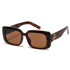 Retro Rectangle Sunglasses Tortoise Brown Lens Fashion Sun Glasses Trendy Lentes